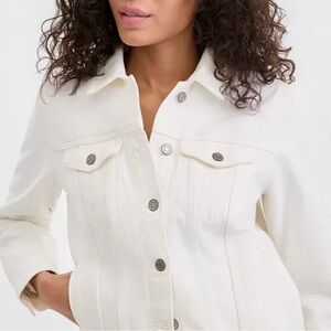 Lucky Brand White Tomboy Trucker Denim Jacket Size M